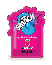 Smack Lickable Warming Massage Oil - Strawberry 3 ml pouch - 36 pc Display