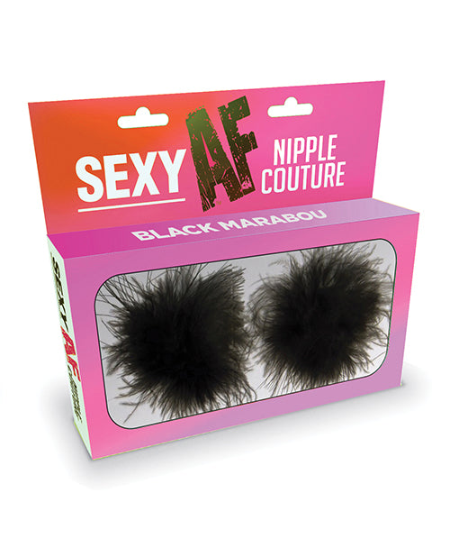 Sexy AF Nipple Couture Marabou Pastie - Black  O/S