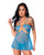 Flirty Hearts Cutout Flutter Chemise w/G-String - Blue S/M