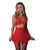 Sugar High Bralette w/Cincher Skirt & Thong 3 pc Set - Red S/M