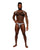 Snaked Metallic Coated Shoulder Sling Harness Thong Silver/Black S/M