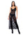 Lace Underwire Long Gown w/Panty & Garter Belt 2 pc Set (Stockings not Included) - Black S/M