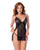 Sheer Lace Babydoll w/Thong 2 pc Set - Black/Leopard L/XL
