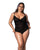 Shadow Stripe & Lace Teddy w/Hook & Eye Closure Black 2X/3X