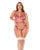 Seductive Garden Floral Mesh Teddy w/Attached Garters - Multi-Color 1X/2X