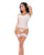 Strapless Lace-Up Bustier w/G-String & Leg Garters 4 pc Set - White S/M