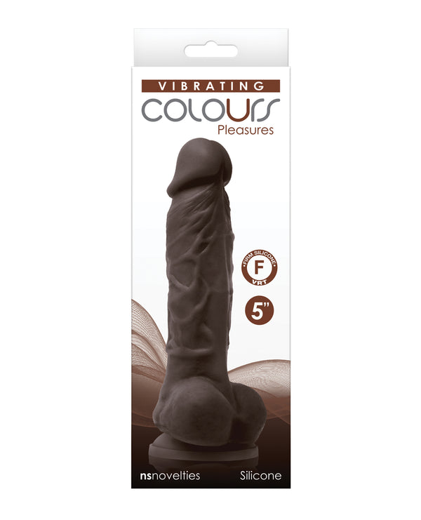 Colours Pleasures 5' Vibrating Dildo - Dark Brown
