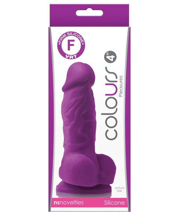 Colours Pleasures 4' Dong w/Balls & Suction Cup - Purple