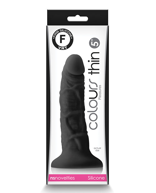 Colours Pleasures 5' Thin Dildo - Black