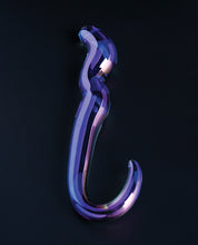 Cristal Blue Flame Curved Glass Dildo - Purple
