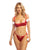 Holiday Mistletoe Kiss Underwire Open Shelf Bra & Panty w/Pom Pom detail Red/White L/XL