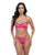 Raelynn Satin Strappy Underwire Bra w/G-String 2 pc Set - Pink Yarrow LG