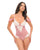Cassandra Lace & Mesh Teddy w/Ruffle Details - Pink & White SM