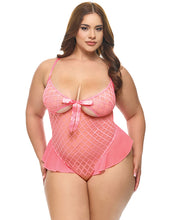 Aubrielle Diamond Mesh Underwire Teddy - Pink SM