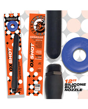 Oxballs Oxshot 12' Silicone Butt Nozzle w/Flex Cockring - Black/Blue
