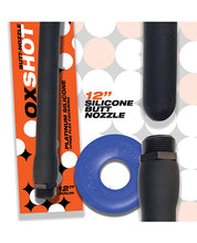 Oxballs Oxshot 12' Silicone Butt Nozzle w/Flex Cockring - Black/Blue