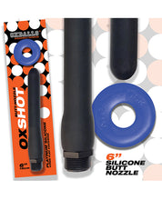 Oxballs Oxshot 6' Silicone Butt Nozzle w/Flex Cockring - Black/Blue
