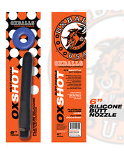 Oxballs Oxshot 6' Silicone Butt Nozzle w/Flex Cockring - Black/Blue