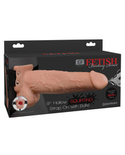 Fetish Fantasy Series 9' Hollow Squirting Strap On w/Balls - Flesh