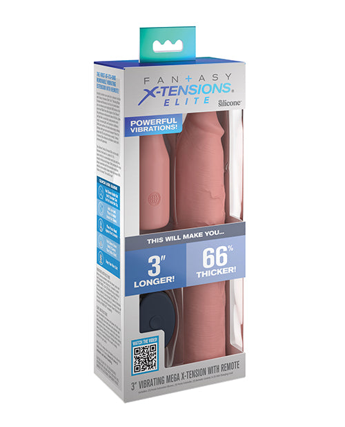 Fantasy X-tensions Elite 9' Sleeve Vibrating 3' Plug w/Remote - Light