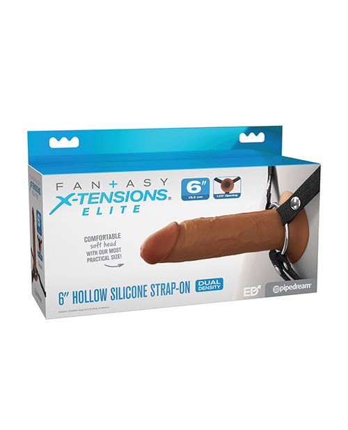Fantasy X-tensions Elite 6' Silicone Hollow Strap-on w/Harness - Brown