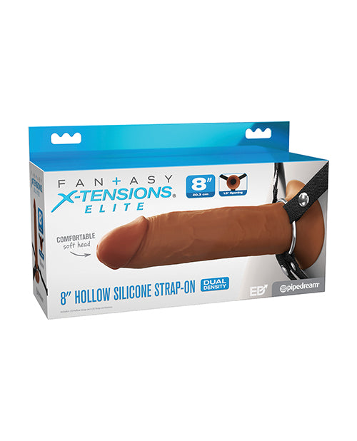 Fantasy X-Tensions Elite 8' Silicone Hollow Strap-on w/Harness - Brown