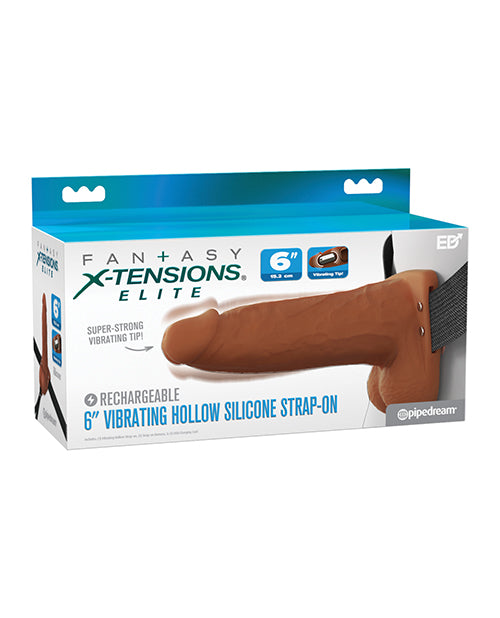 Fantasy X-Tensions Elite 6' Vibrating Hollow Strap-On - Brown