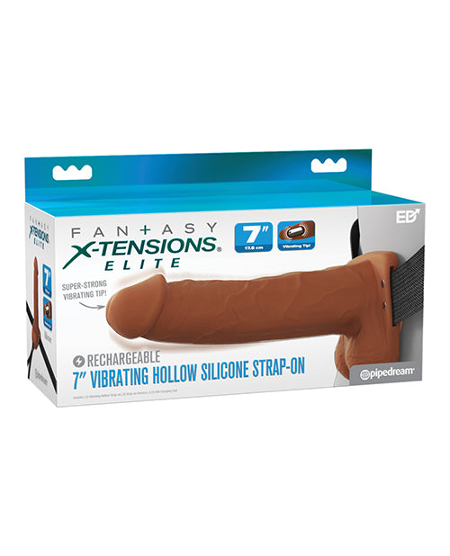 Fantasy X-Tensions Elite 7' Vibrating Hollow Strap-On - Brown