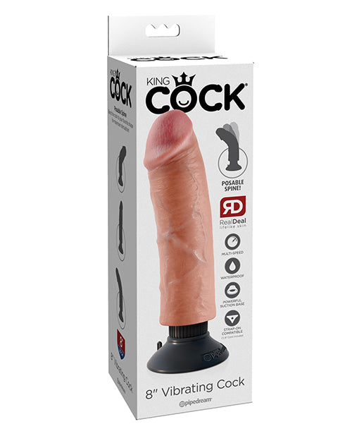 King Cock 8' Vibrating Cock - Flesh