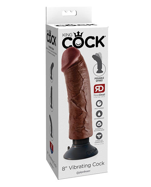 King Cock 8' Vibrating Cock - Brown