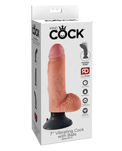 King Cock 7' Vibrating Cock w/Balls - Flesh
