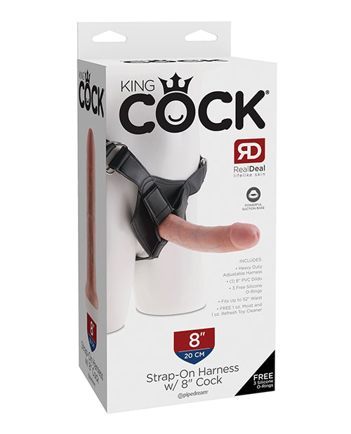 King Cock Strap-On Harness w/8' Cock - Flesh