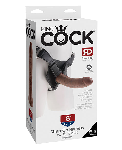 King Cock Strap-On Harness w/8' Cock - Brown