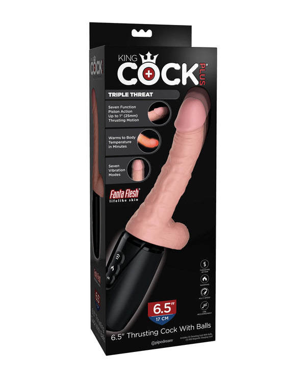 King Cock Plus Thrusting, Warming & Vibrating  6.5' Triple Threat Dong