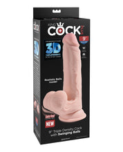King Cock Plus 9' Triple Density Cock w/Swinging Balls - Ivory