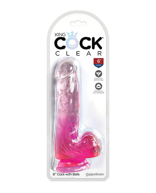 King Cock Clear 6' Cock w/Balls - Pink