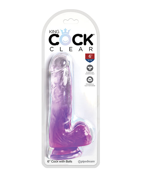 King Cock Clear 6' Cock w/Balls - Purple