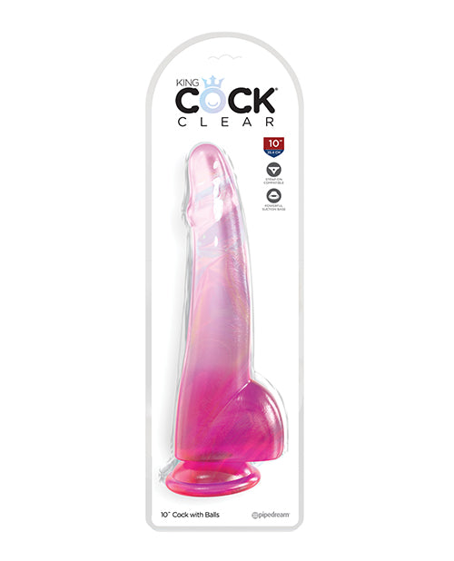 King Cock Clear 10' Cock w/Balls - Pink