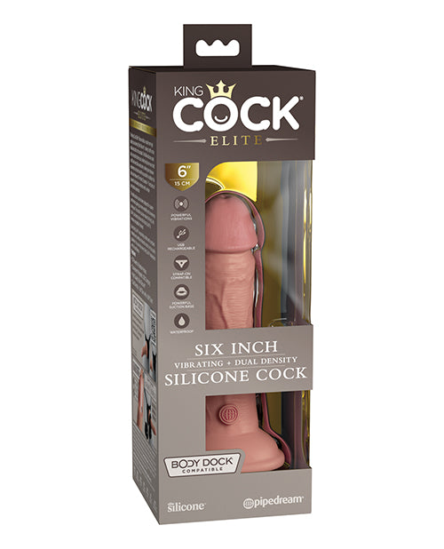 King Cock Elite 6' Dual Density Vibrating Silicone Cock - Light