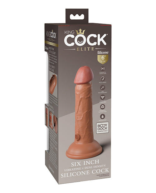 King Cock Elite 6' Dual Density Vibrating Silicone Cock - Tan