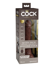 King Cock Elite 7' Dual Density Vibrating Silicone Cock w/Remote - Brown