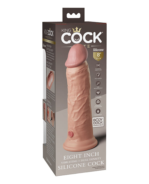 King Cock Elite 8' Dual Density Vibrating Silicone Cock - Light