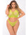 Pink Lipstick Festival Flirt Bra Set Green 1X/2X
