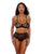 Two Tone Scalloped Lace Bra, High Waist Garter Belt & G-String Black/Silver XL
