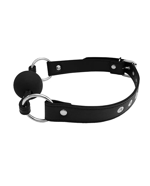Rouge Fetish Play Vegan Leather Ball Gag - Black