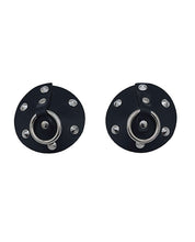 Rouge Leather Studded Nipple Covers - Black