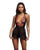 Midnight Rose Multicolor Floral Embroidered Lace Baby Doll - Black/Hot Pink XL
