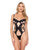 Ebony Rose Floral Guipure Lace Trim Teddy Black MD