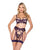 Sugar Plum Scalloped Eyelash Lace & Faux Leather Trim Bra, Garter Belt & Thong Purple LG