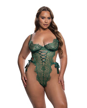 Dreamer's Lust Lace and Satin Teddy - Green SM